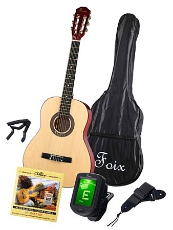 FOIX FCG-2036CAP-NA-3/4 классическая гитара 3/4 с чехлом, ремнем, тюнером