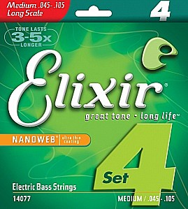 ELIXIR 14077 NanoWeb струны для бас-гитары 45-105 