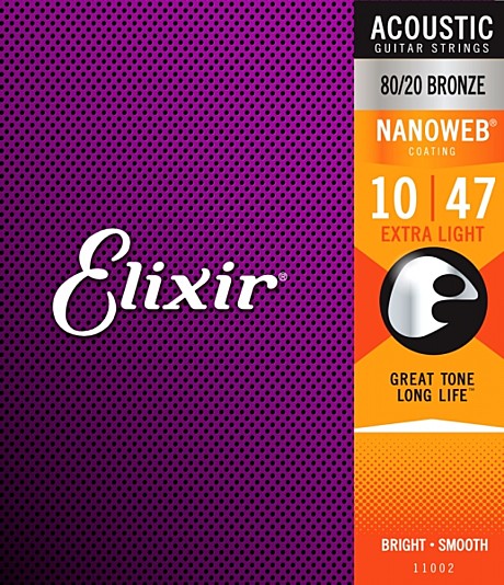 ELIXIR 11002 NanoWeb струны для акустической  гитары 10-47