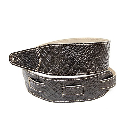 FIDEL FL660337L11 Leather 11 ремень для гитары, кожаный, черный кофе,  рептилия