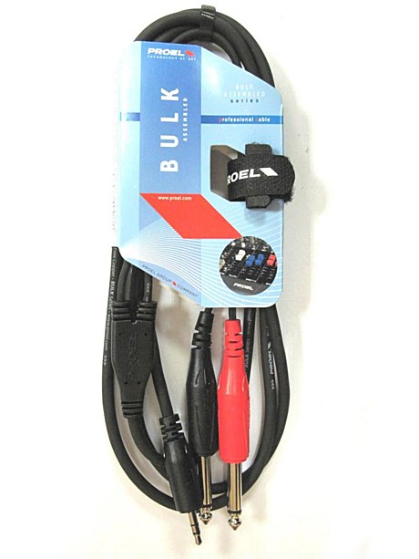 PROEL BULK505LU3 инсертный кабель  3m.  3.5 Jack - 2x6.3 Jack