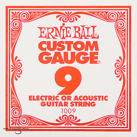 ERNIE BALL 1009 одиночная струна струна для электро и акустических гитар. Сталь, калибр .0.09
