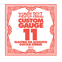 ERNIE BALL 1011 одиночная струна струна для электро и акустических гитар. Сталь, калибр .011