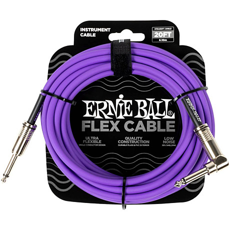 ERNIE BALL 6466 - кабель инструментальный Flex, прямой - угловой джеки, 6 метров, фиолетовый