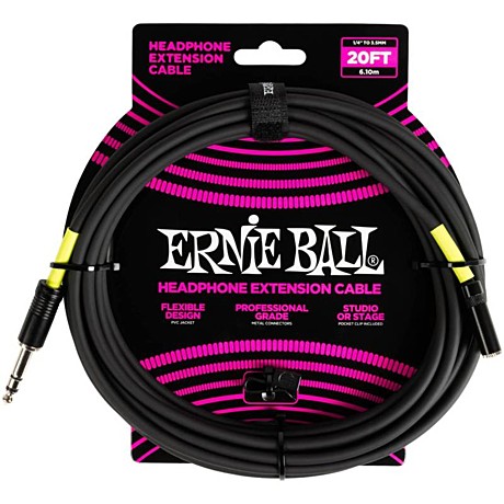 ERNIE BALL 6423 - удлинитель для наушников 1/4 to 3.5мм  6м, черный