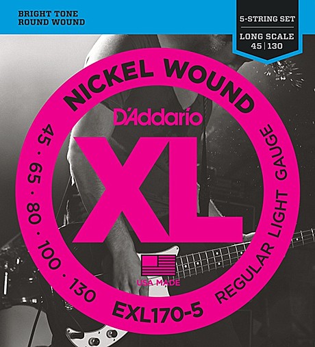 D`ADDARIO EXL170-5 струны для 5-струнной бас-гитары, 45-130