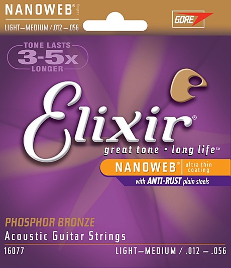 ELIXIR 16077 NanoWeb струны для акустической гитары 12-56