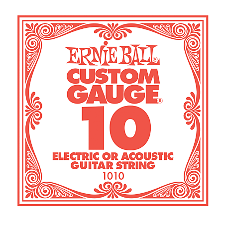 ERNIE BALL 1010 одиночная струна струна для электро и акустических гитар. Сталь, калибр .010