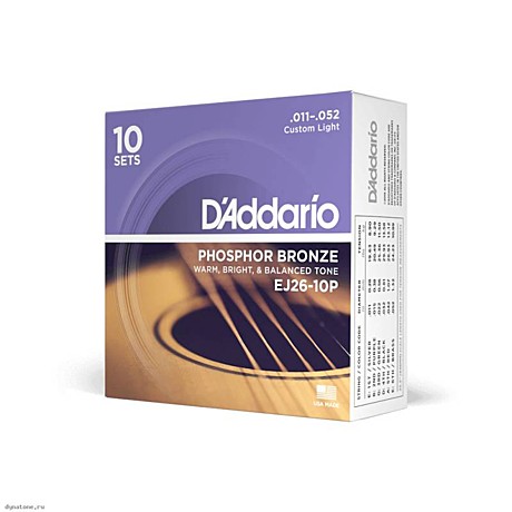 D`ADDARIO EJ26-10P струны для акустической гитары 11-52 